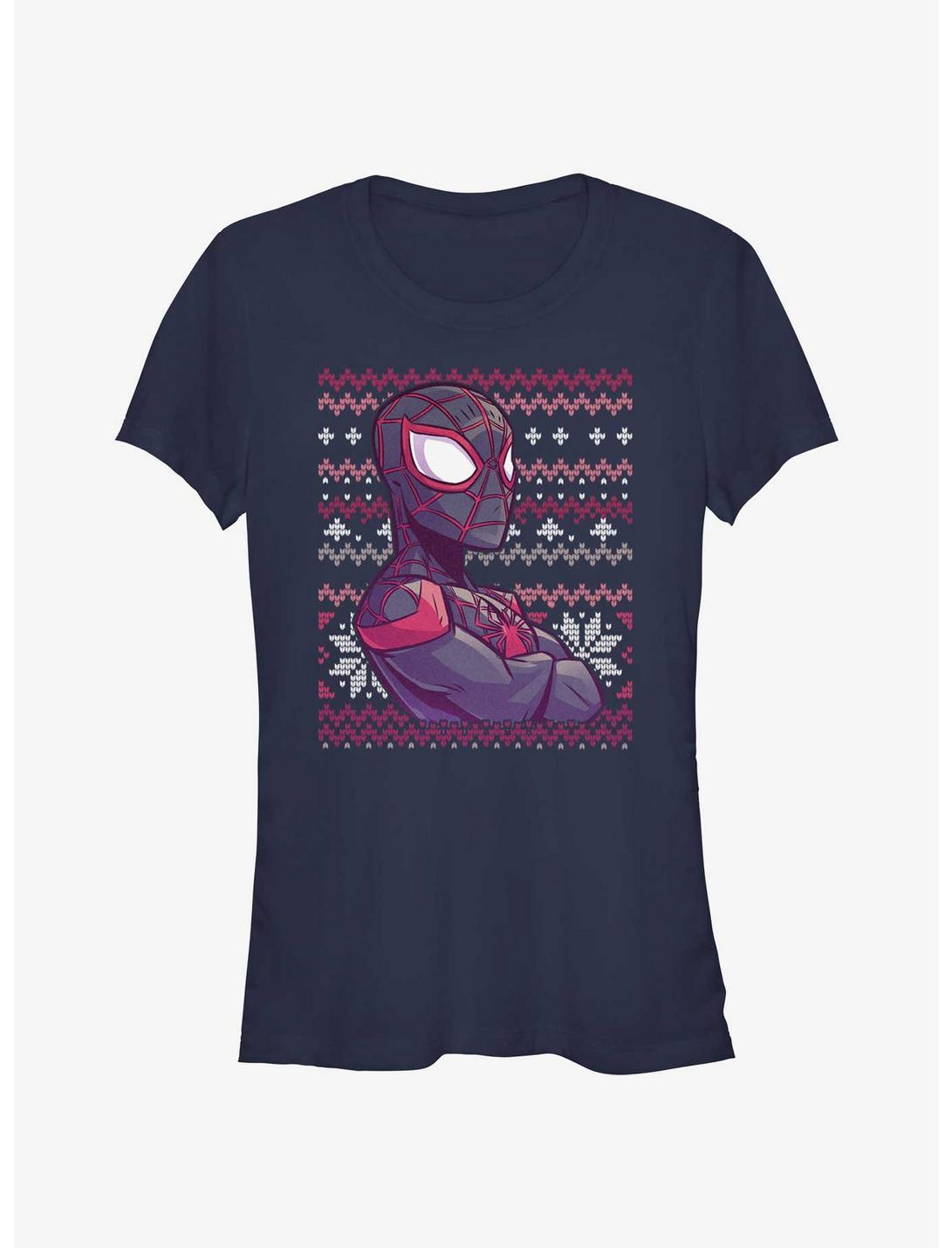 Marvel Spider-Man Miles Morales Ugly Christmas Girls T-Shirt, NAVY, hi-res