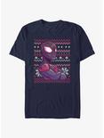 Marvel Spider-Man Miles Morales Ugly Christmas T-Shirt, NAVY, hi-res