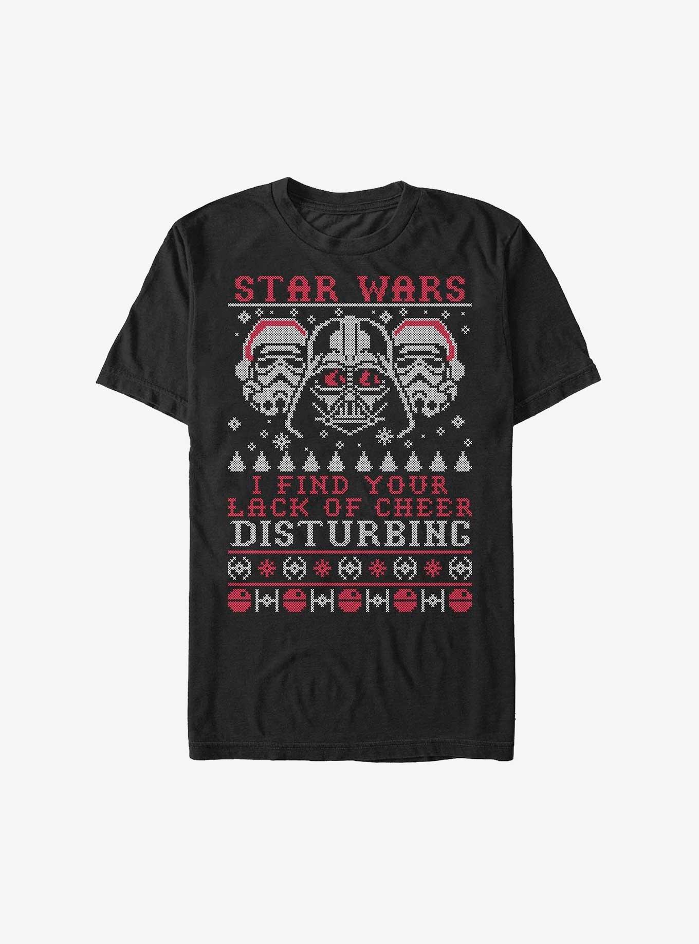 Star Wars Darth Vader Troopers Cheer Ugly Christmas T-Shirt, BLACK, hi-res