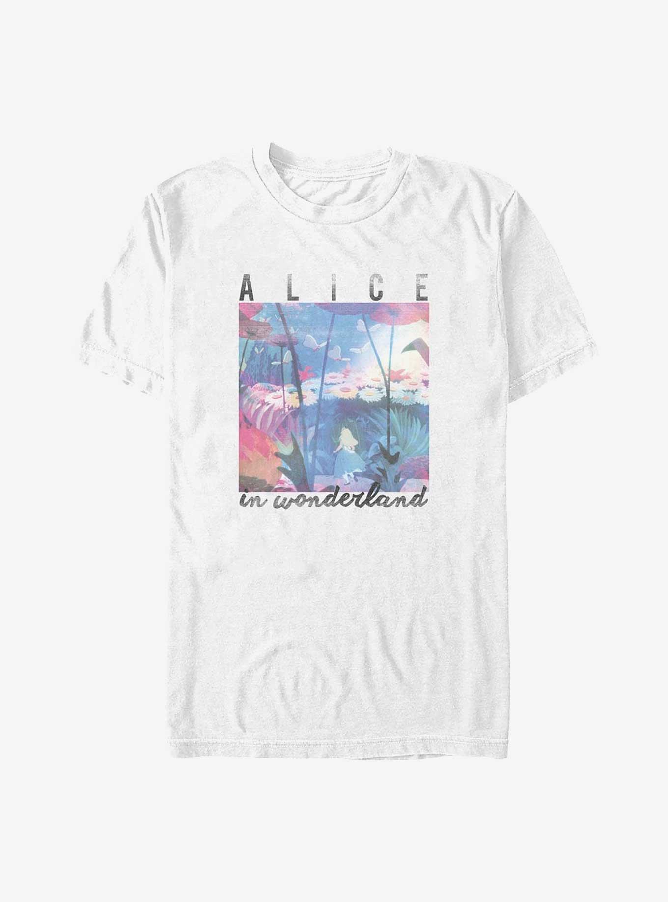 Disney Alice In Wonderland Garden Scene T-Shirt, WHITE, hi-res