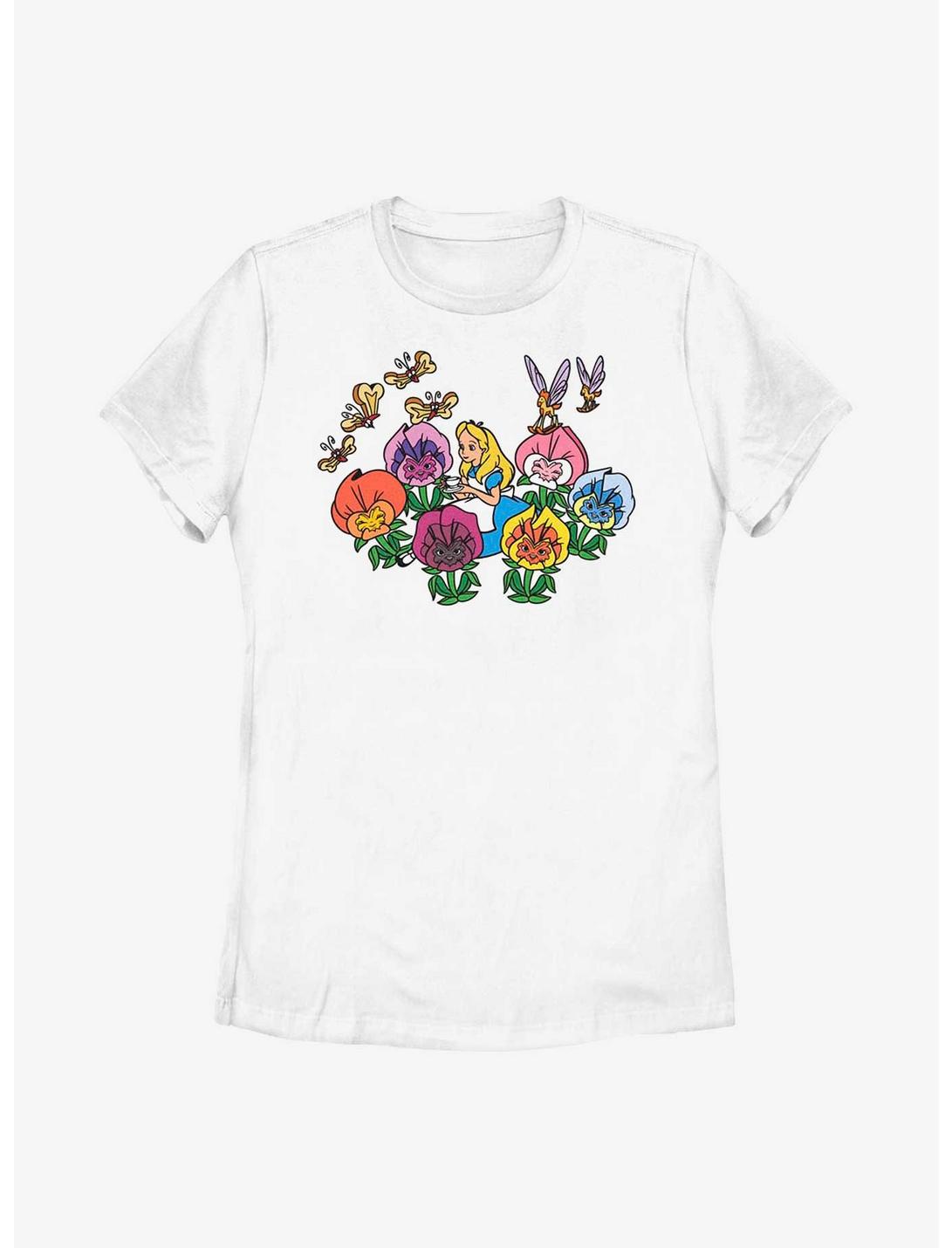 Disney Alice In Wonderland Flowerland Womens T-Shirt, WHITE, hi-res