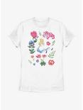 Disney Alice In Wonderland Friends Flowers Womens T-Shirt, WHITE, hi-res