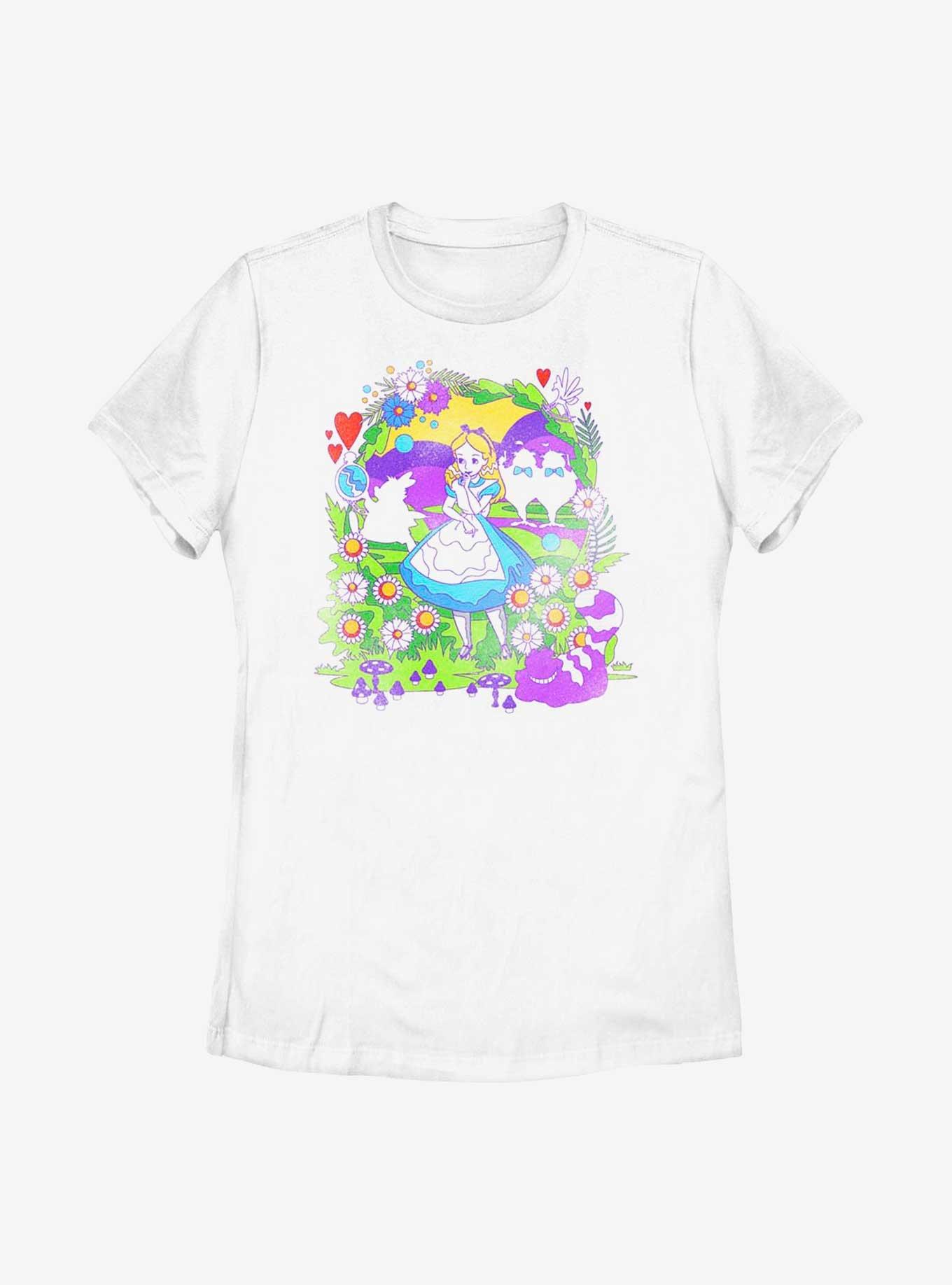 Disney Alice In Wonderland Psychedelic Scene Womens T-Shirt, WHITE, hi-res