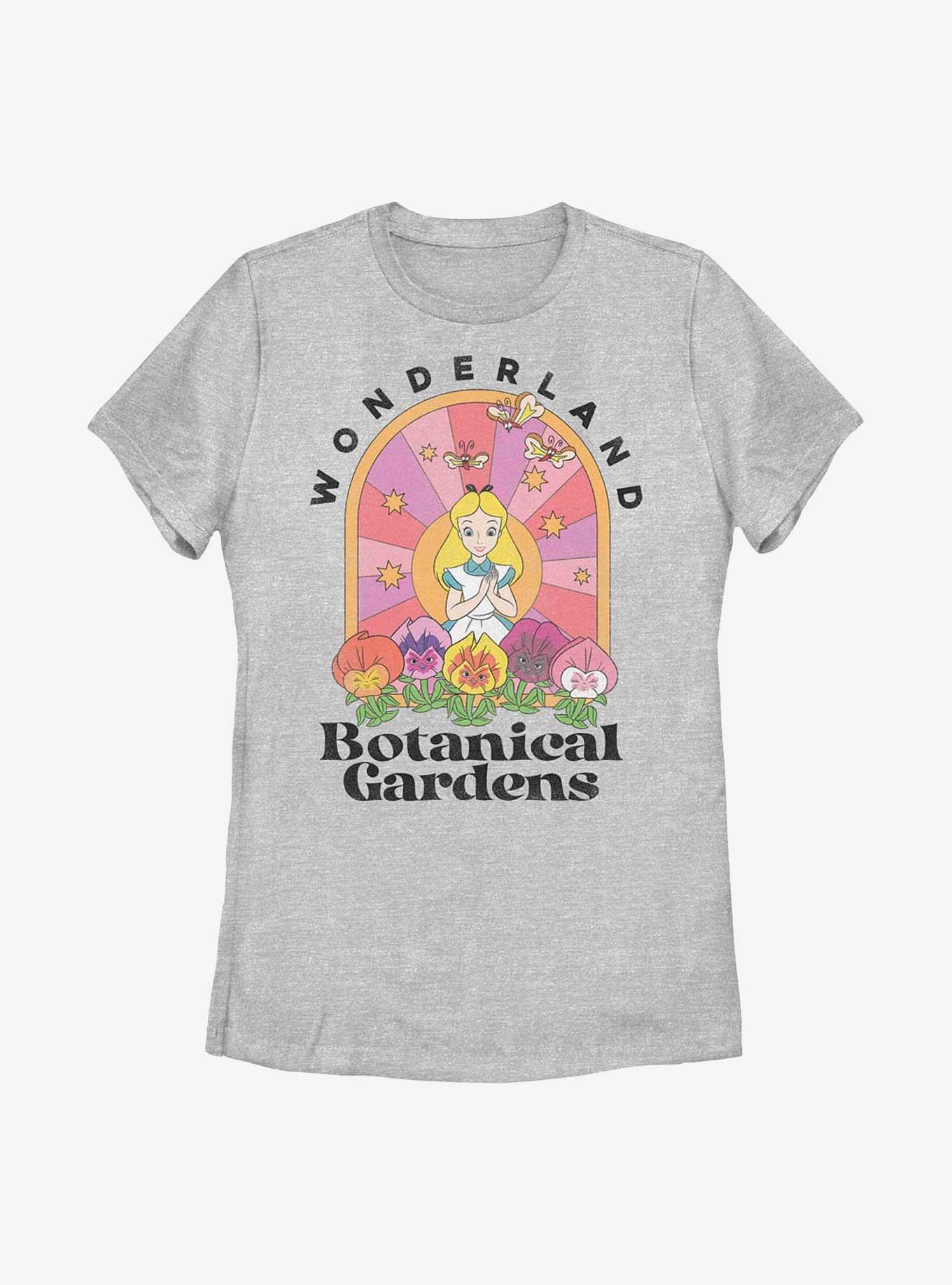 Disney Alice In Wonderland Retro Botanical Garden Womens T-Shirt, ATH HTR, hi-res