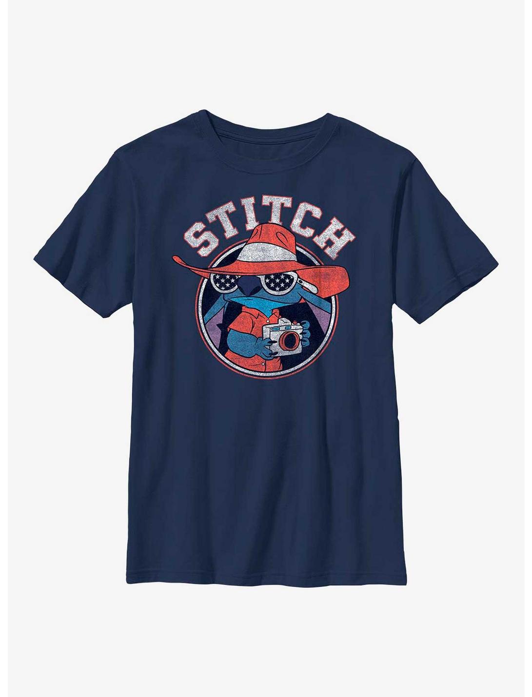 Disney Lilo & Stitch Tourist Stitch Youth T-Shirt, NAVY, hi-res