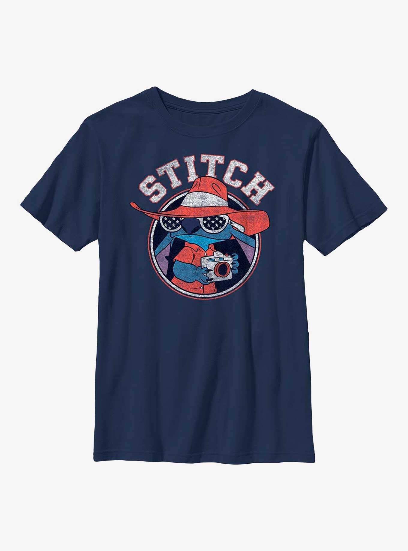 Disney Lilo & Stitch Tourist Stitch Youth T-Shirt, NAVY, hi-res