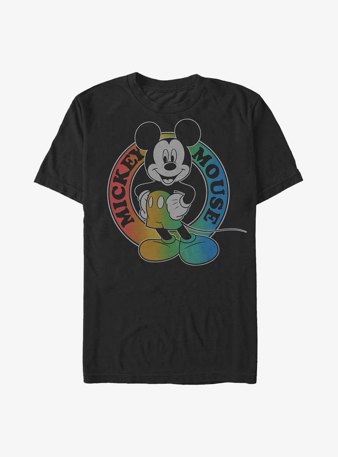 Disney Mickey Mouse Rainbow Mouse T-Shirt, BLACK, hi-res