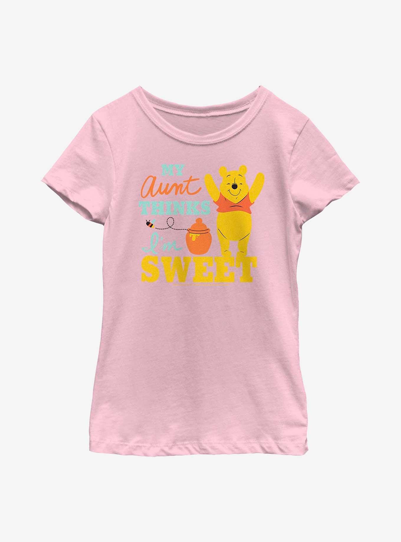 Disney Winnie The Pooh My Aunt Thinks I'm Sweet Youth Girls T-Shirt, PINK, hi-res