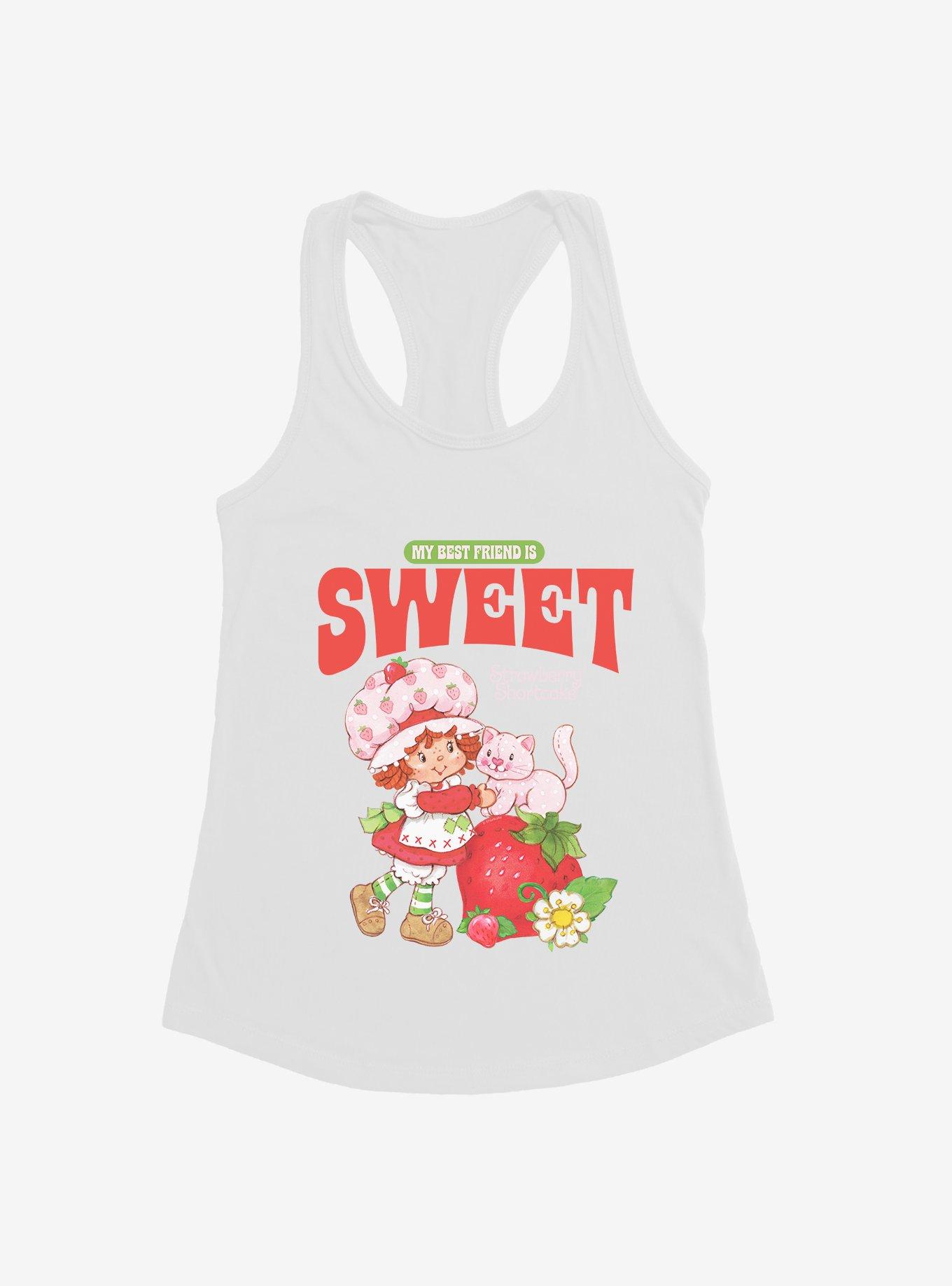 Strawberry Shortcake & Custard Vintage My Best Friend Is Sweet Girls Tank Top, WHITE, hi-res