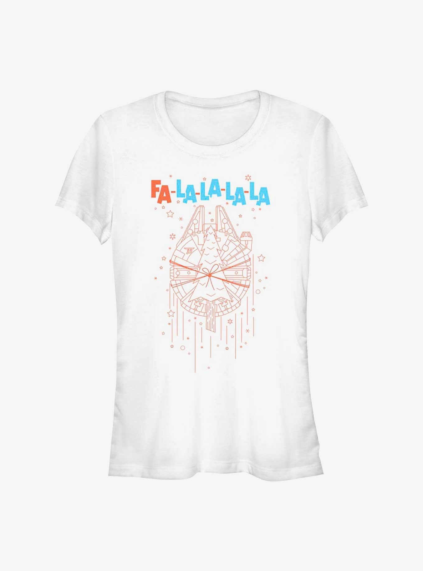 Star Wars Fa La La Falcon Girls T-Shirt, WHITE, hi-res