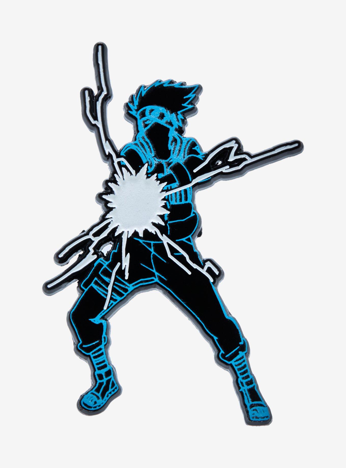 Naruto Shippuden Kakashi Hatake Outline Portrait Glow-in-the-Dark Enamel Pin - BoxLunch Exclusive, , hi-res