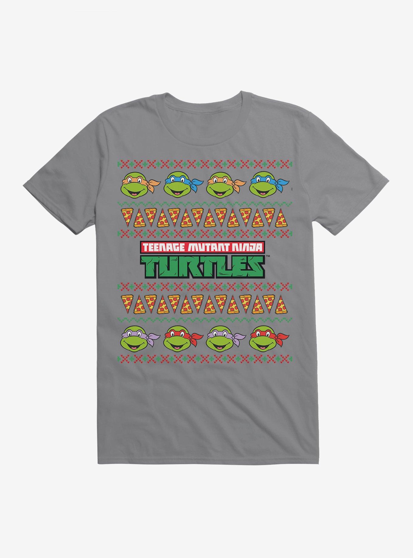 Teenage Mutant Ninja Turtles Ugly Christmas Sweater T-Shirt Grey