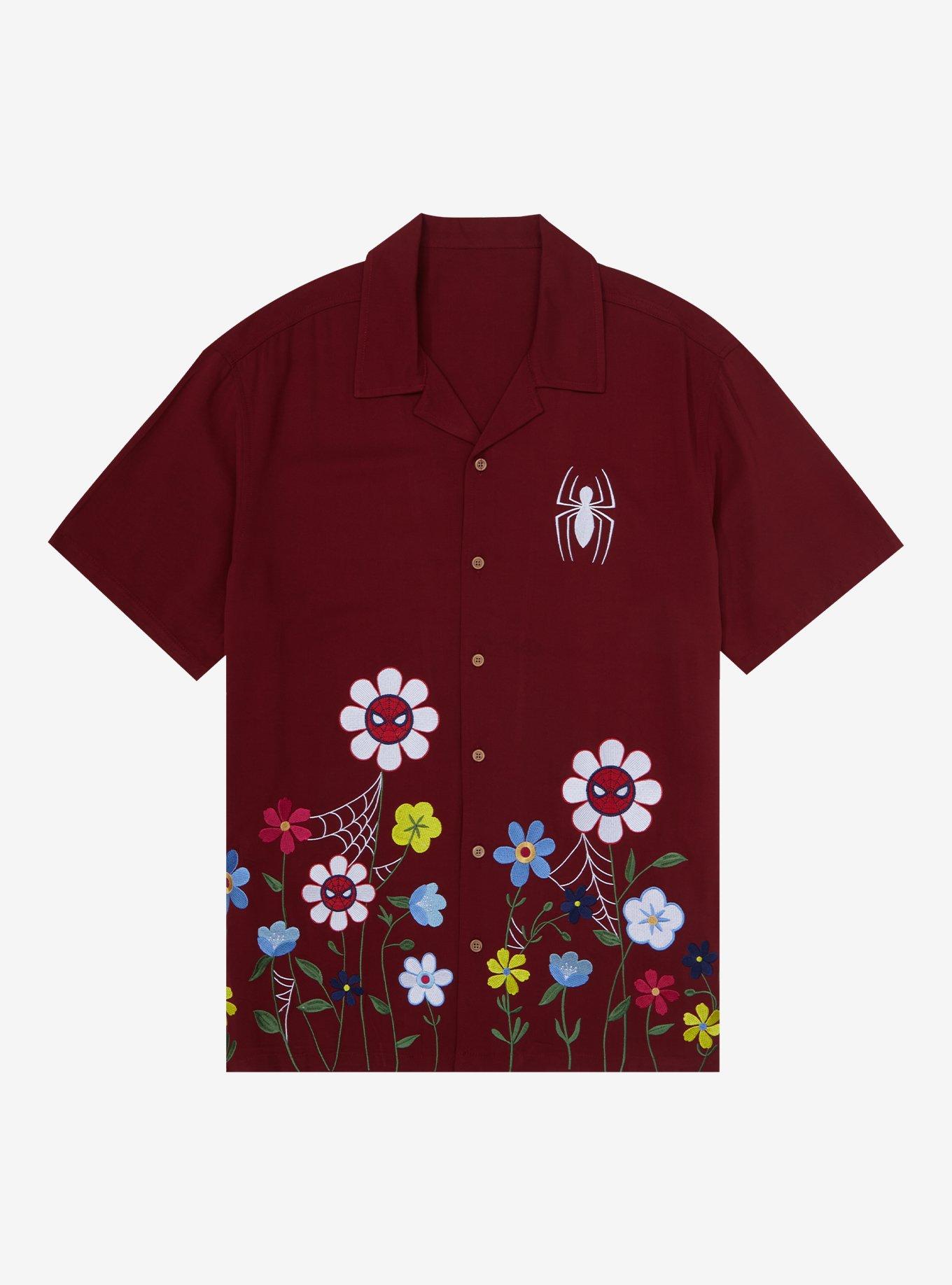 Marvel SpiderMan Flowers Woven ButtonUp BoxLunch Exclusive BoxLunch