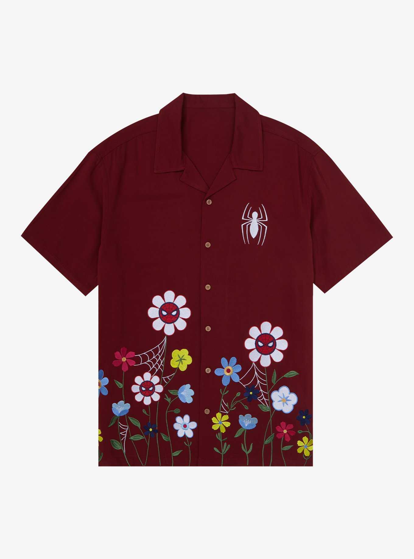Marvel Spider-Man Flowers Woven Button-Up - BoxLunch Exclusive, , hi-res