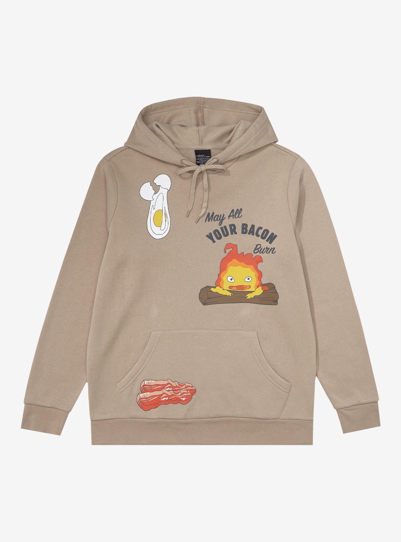 Studio Ghibli Howl's Moving Castle Calcifer Bacon Hoodie - BoxLunch Exclusive, BLACK, hi-res