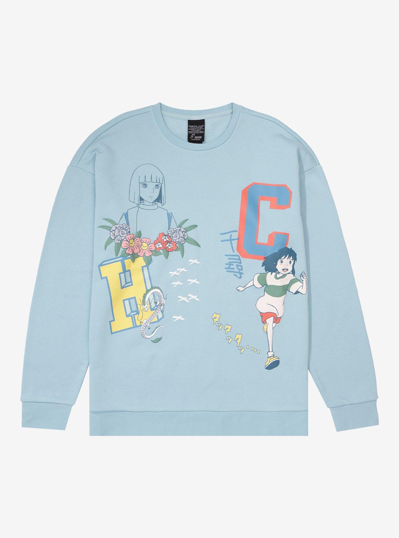 Studio Ghibli Spirited Away Haku and Chihiro Tonal Letters Crewneck - BoxLunch Exclusive, LIGHT BLUE, hi-res
