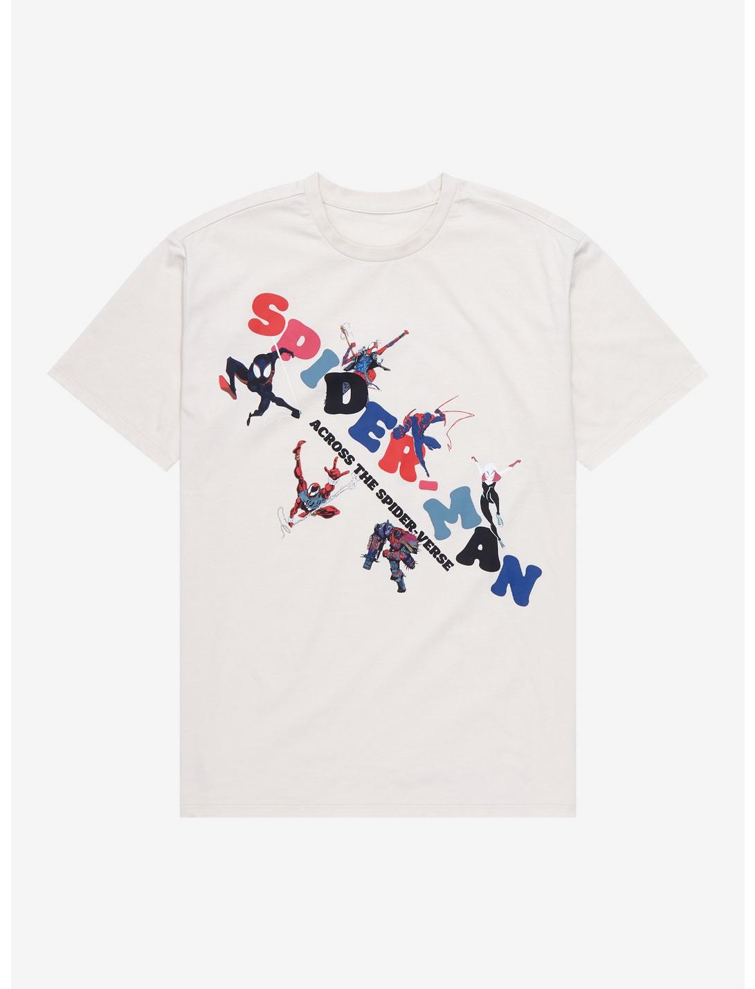 Marvel Spider-Man Across the Spider-Verse Group Portrait T-Shirt - BoxLunch Exclusive , LIGHT GREY, hi-res