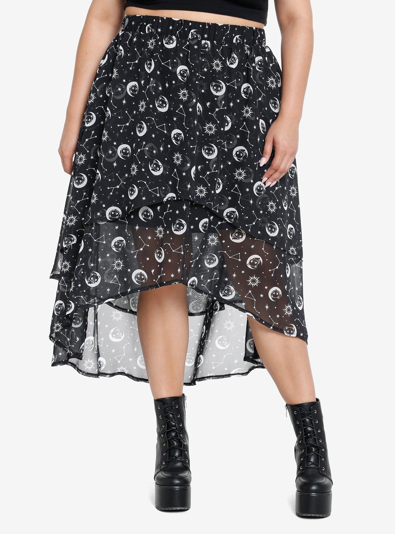 Chococat Celestial Hi-Low Midi Skirt Plus Size, MULTI, hi-res