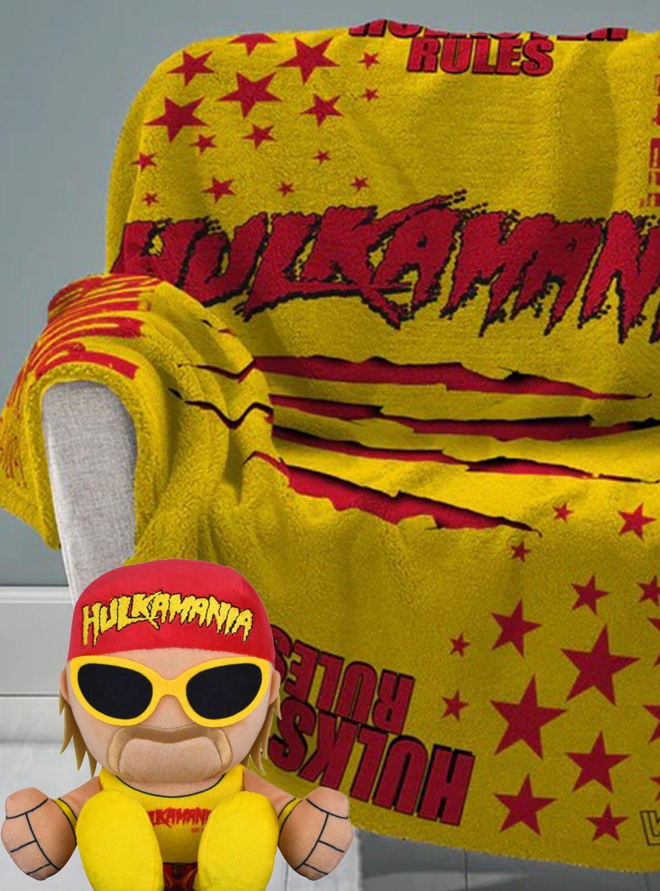 WWE Hulk Hogan Sleep Squad Throw Blanket & Kuricha Sitting Plush Bundle, , hi-res