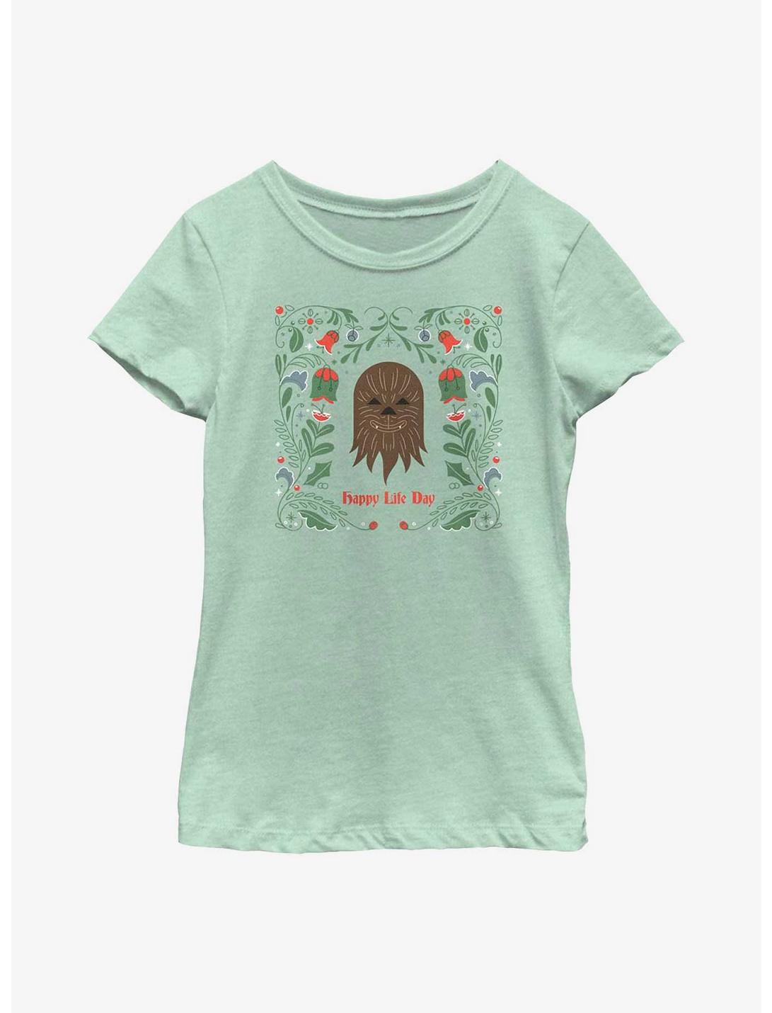 Star Wars Chewie Happy Life Day Youth Girls T-Shirt, MINT, hi-res