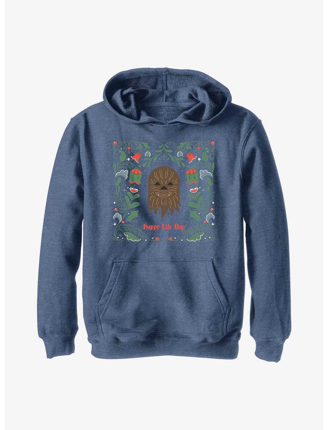 Star Wars Chewie Happy Life Day Youth Hoodie, NAVY HTR, hi-res