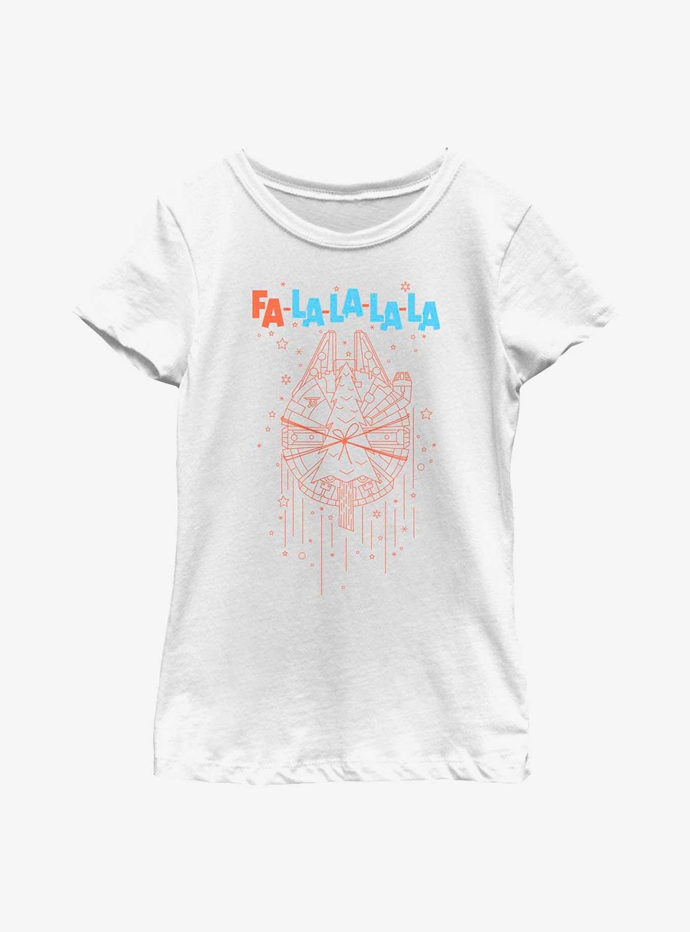 Star Wars Fa La La Falcon Youth Girls T-Shirt, WHITE, hi-res