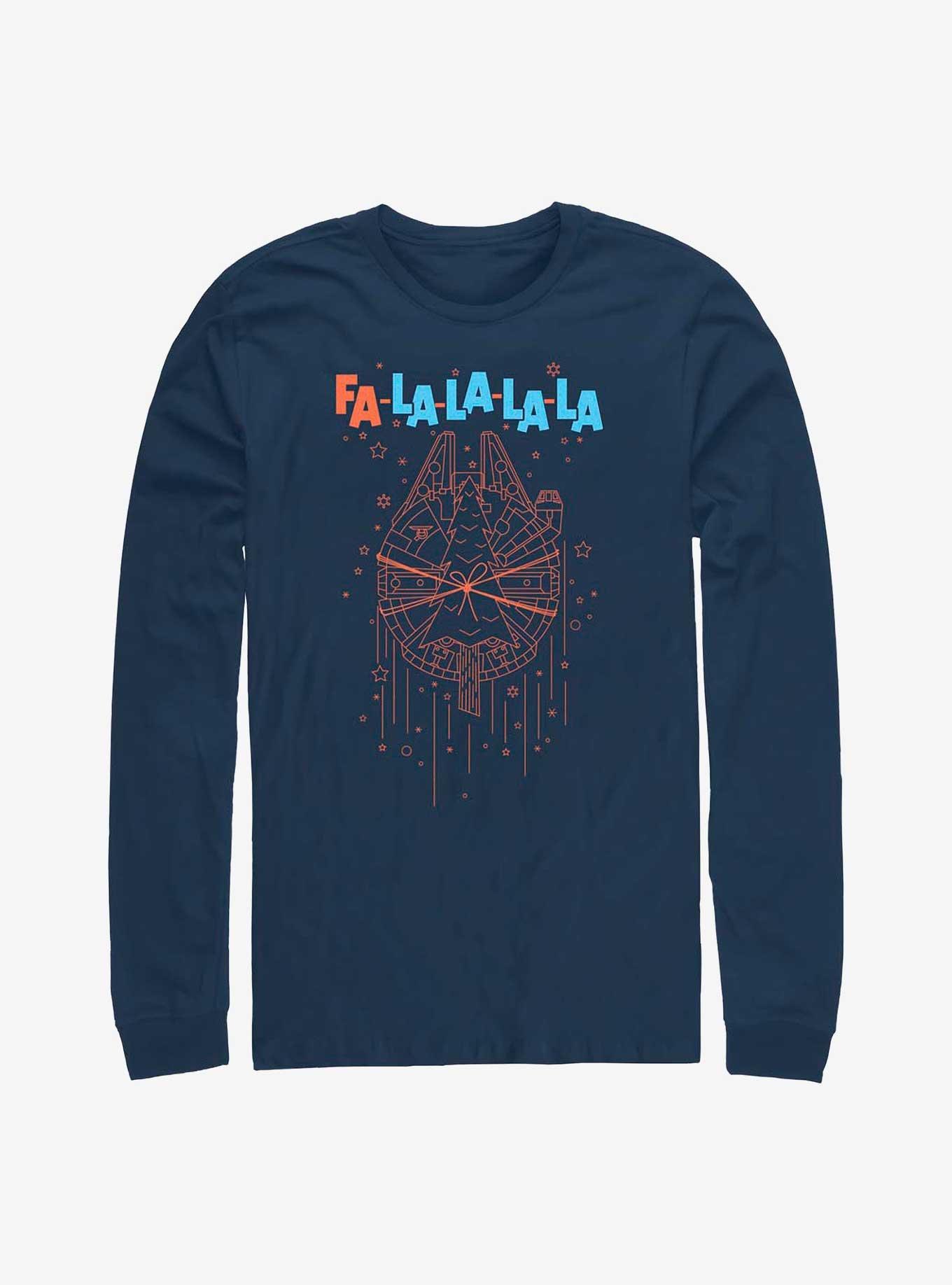 Star Wars Fa La La Falcon Long-Sleeve T-Shirt, NAVY, hi-res