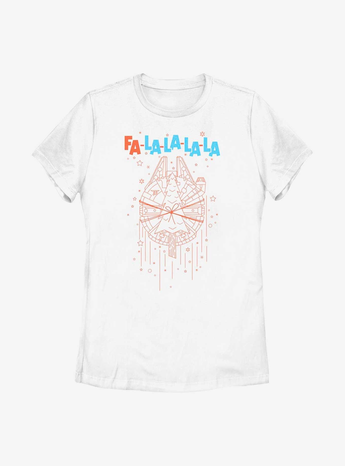 Star Wars Fa La La Falcon Womens T-Shirt, WHITE, hi-res