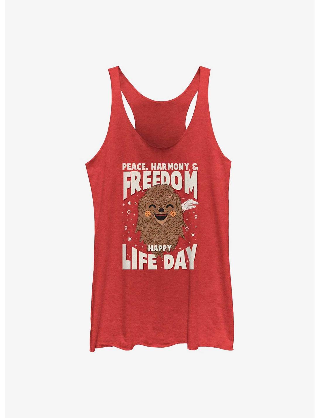 Star Wars Chewie Happy Life Day Womens Tank Top, RED HTR, hi-res