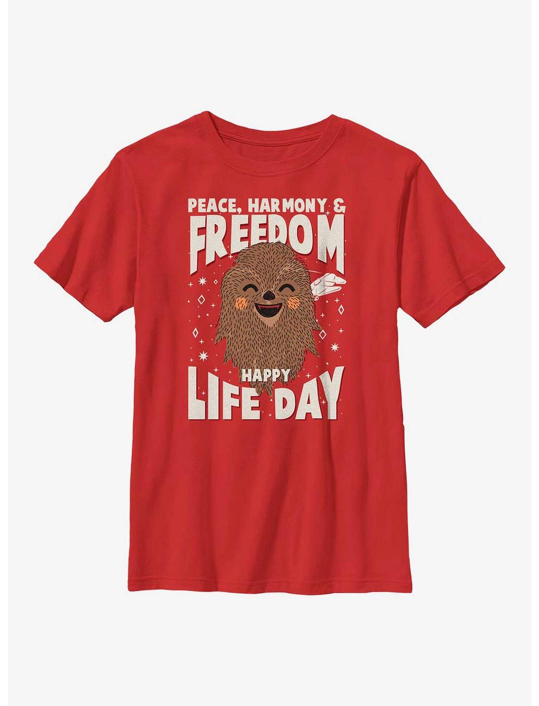 Star Wars Chewie Happy Life Day Youth T-Shirt, RED, hi-res