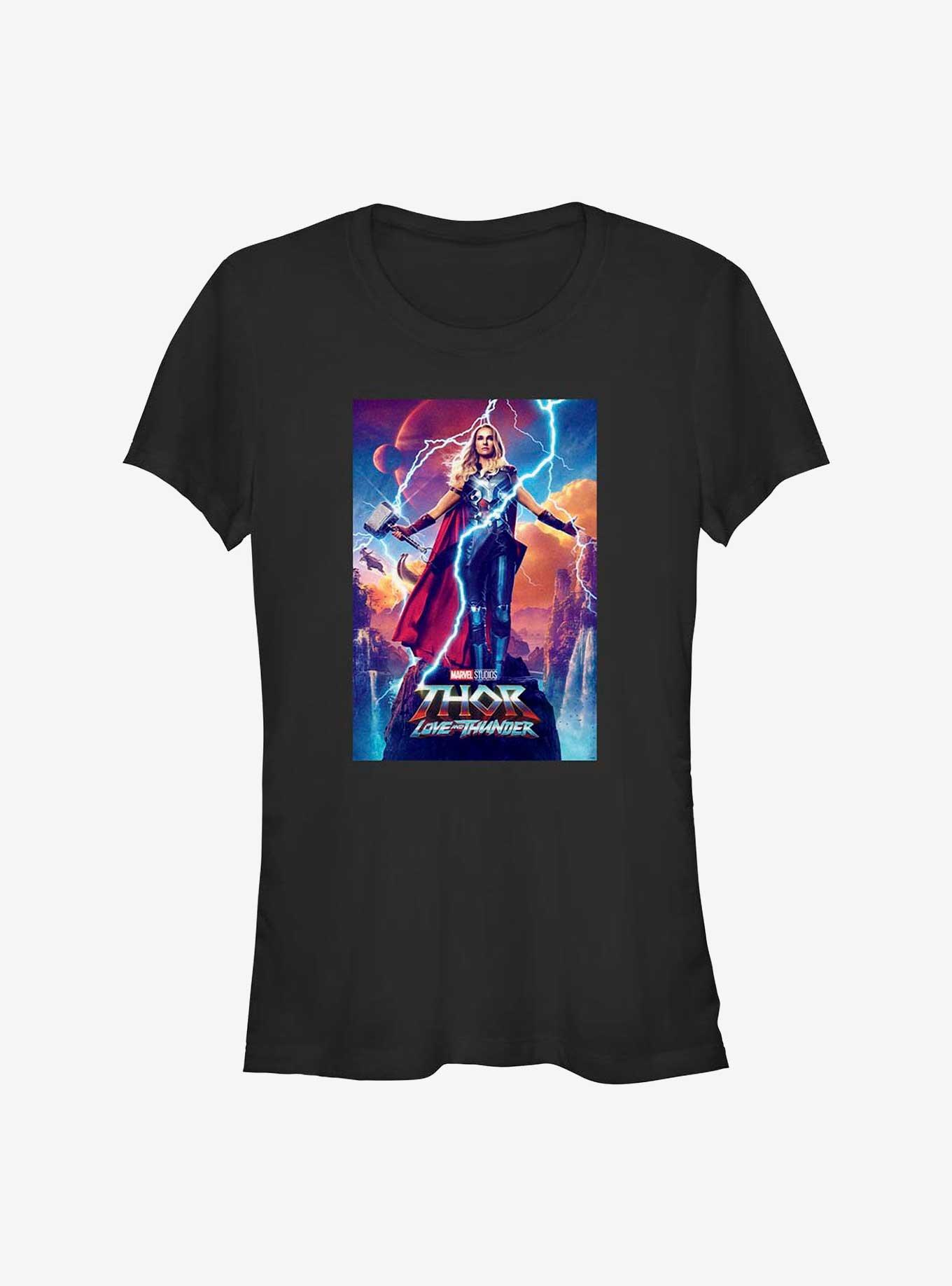 Marvel Thor: Love and Thunder Mighty Thor Movie Poster Girls T-Shirt, BLACK, hi-res