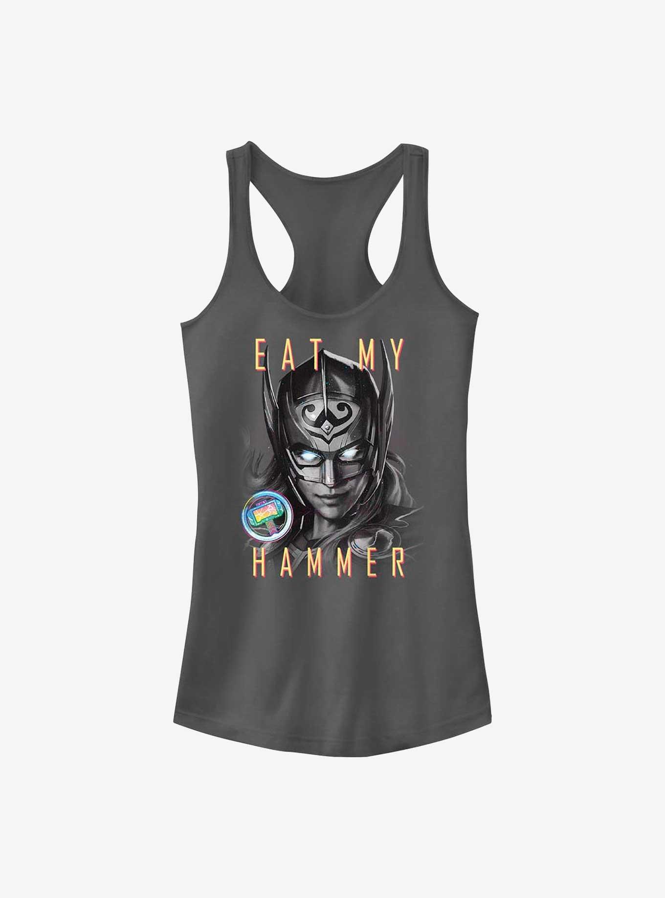 Marvel Thor: Love and Thunder Eat My Hammer Dr. Jane Foster Portrait Girls Tank, CHARCOAL, hi-res