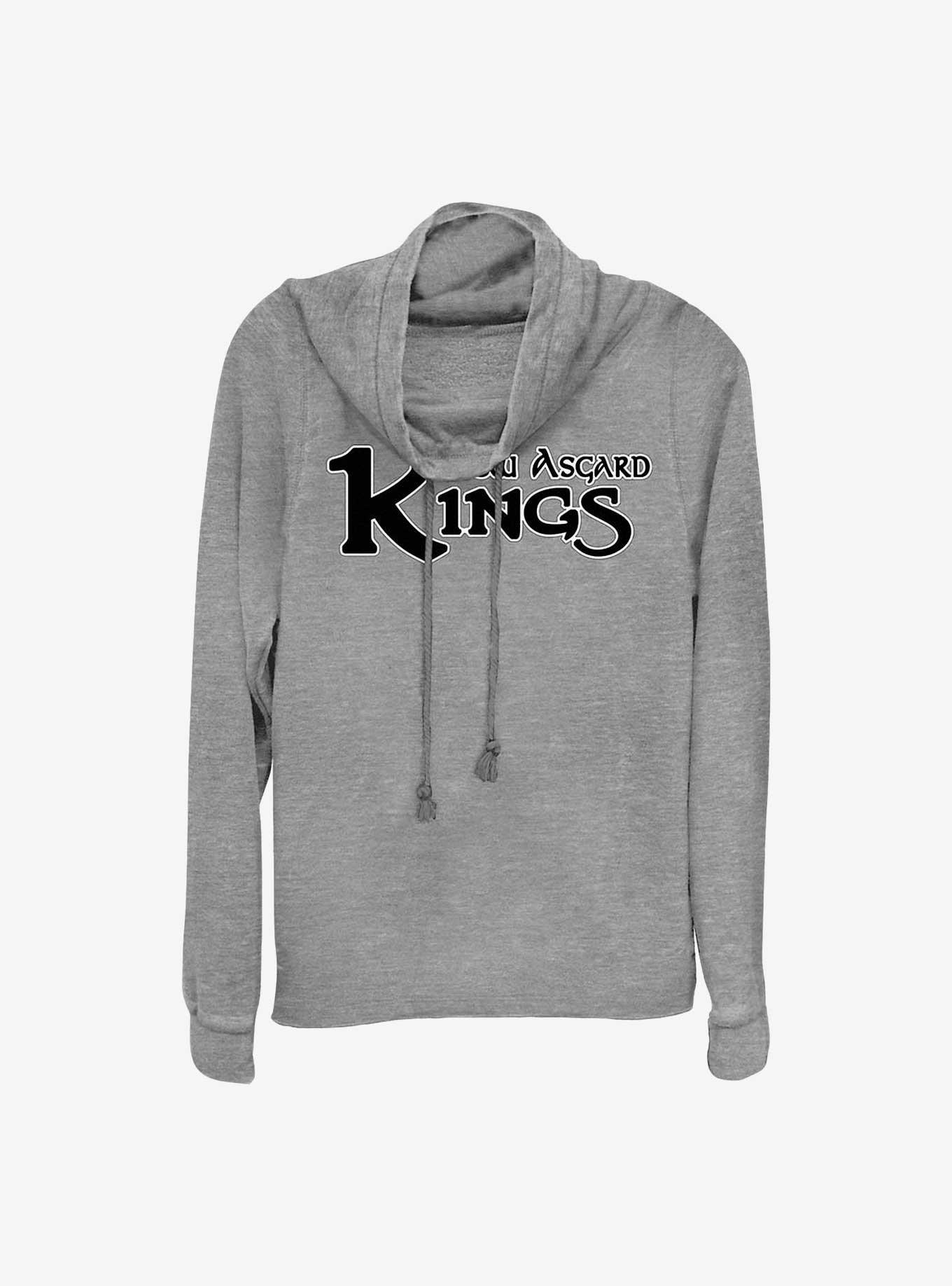 Marvel Thor: Love and Thunder New Asgard Kings Logo Cowl Neck Long-Sleeve Top, GRAY HTR, hi-res