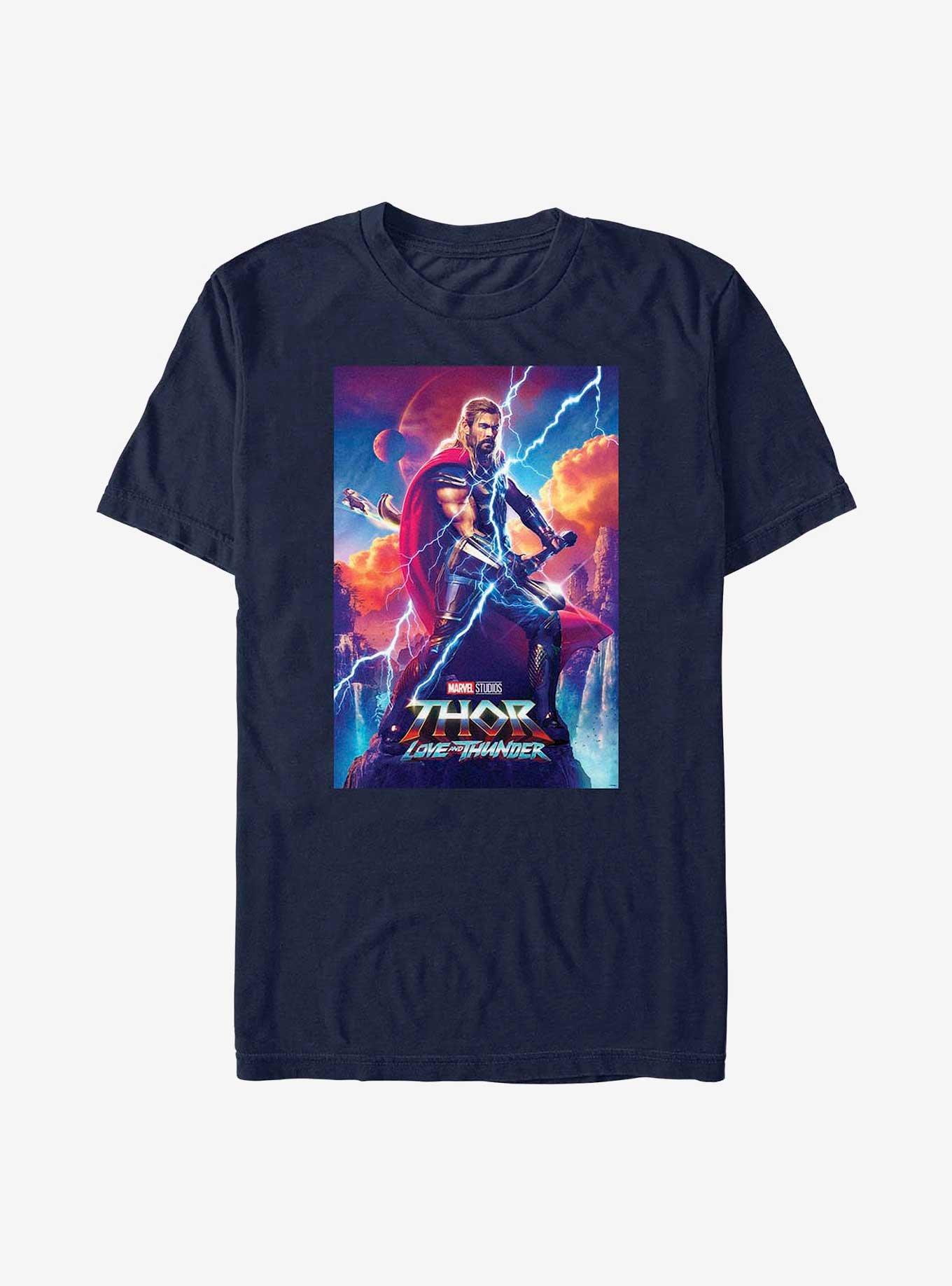 Marvel Thor: Love and Thunder Asgardian Movie Poster T-Shirt, NAVY, hi-res
