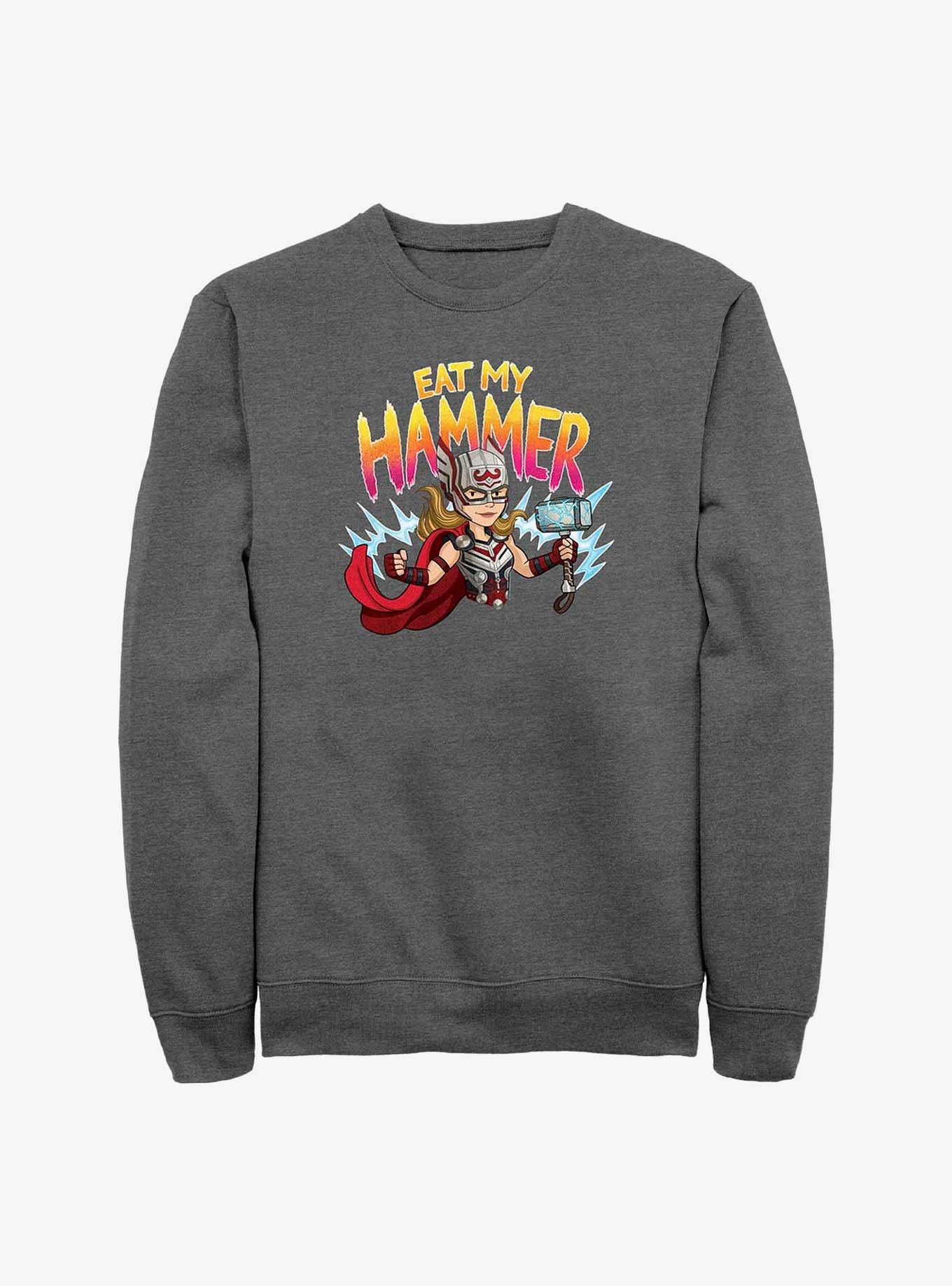 Marvel Thor: Love and Thunder Mighty Thor Eat My Hammer Sweatshirt, CHAR HTR, hi-res