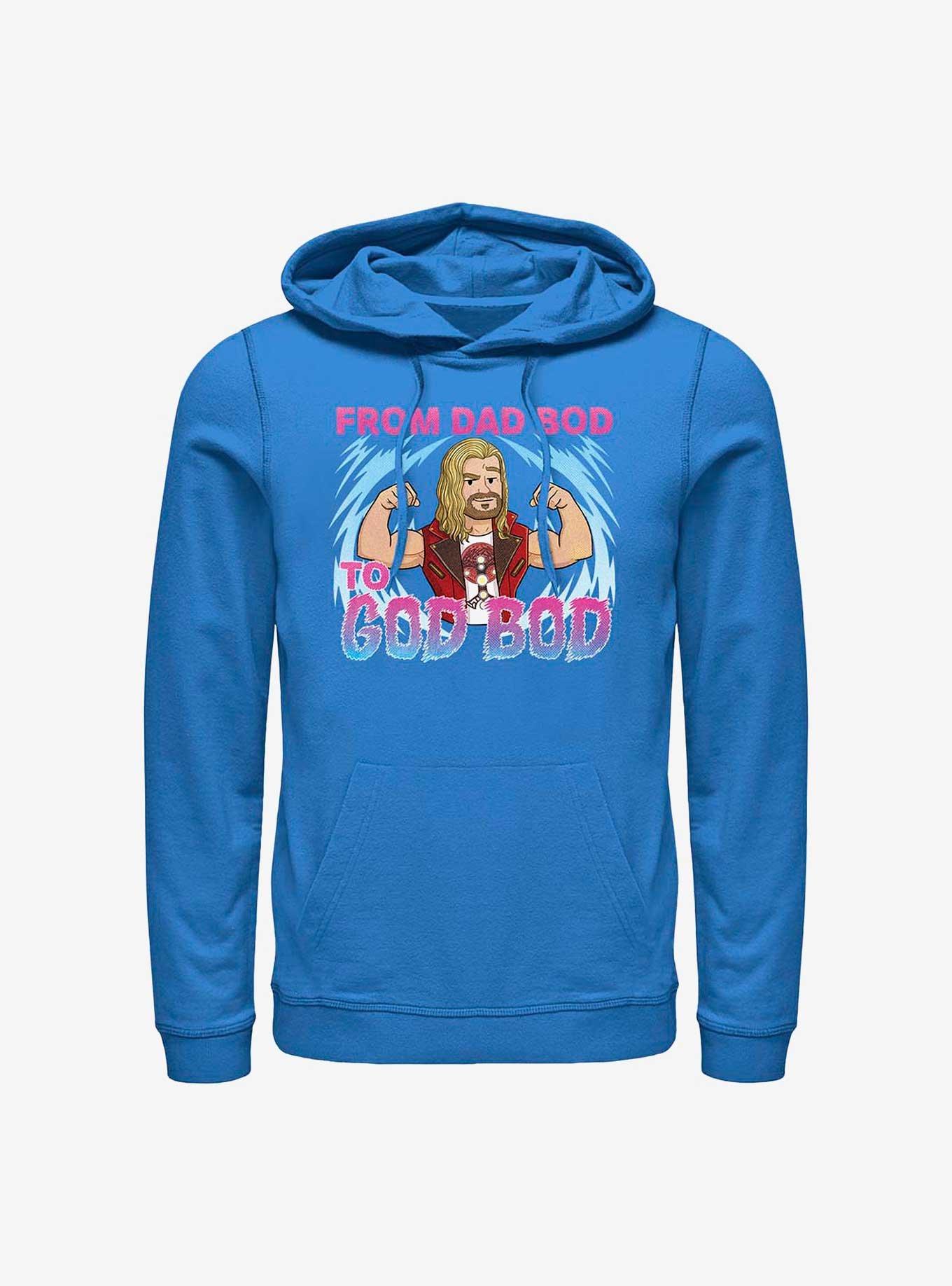 Marvel Thor: Love and Thunder Dad Bod To God Bod Hoodie, ROYAL, hi-res