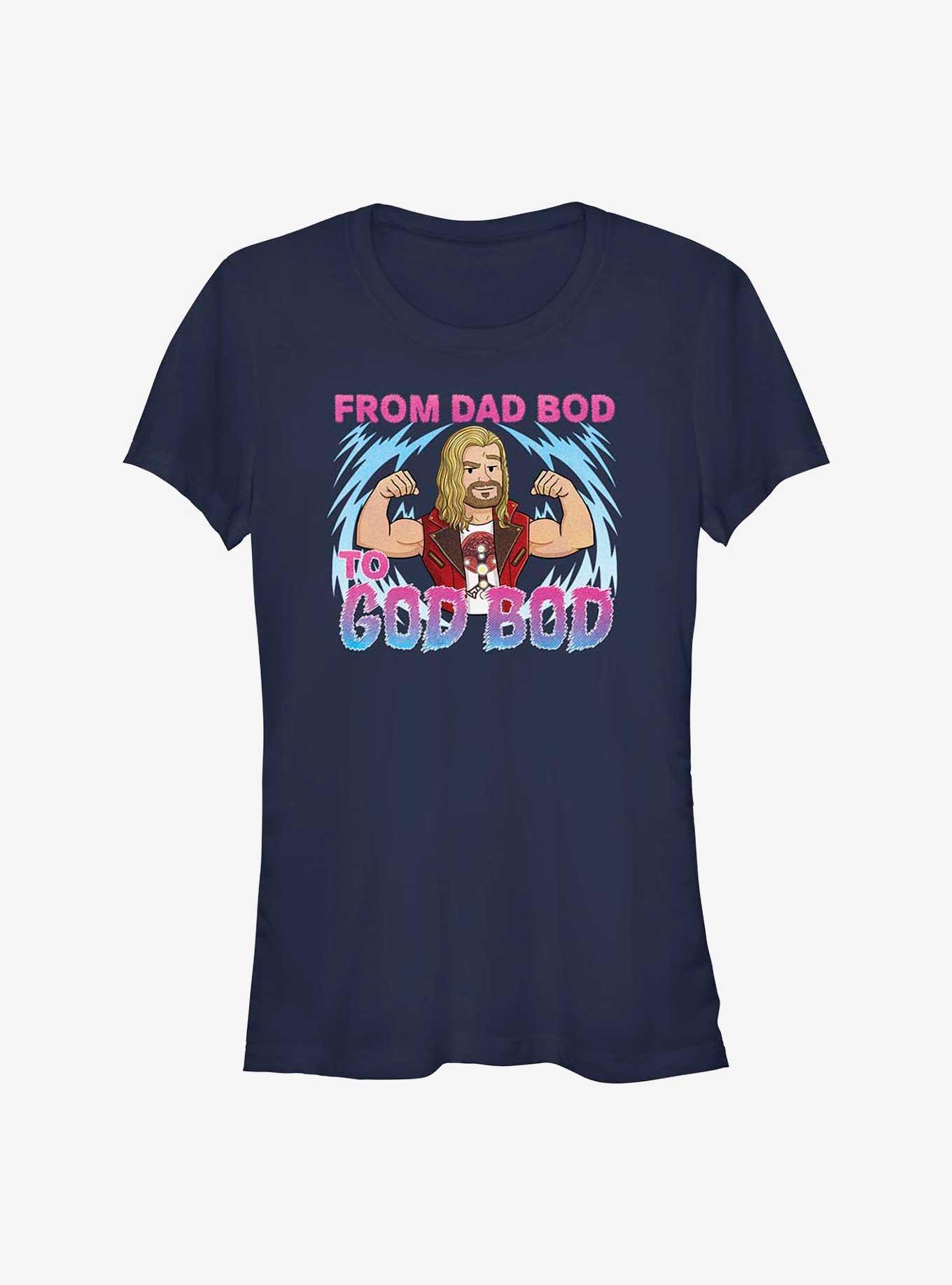 Marvel Thor: Love and Thunder Dad Bod To God Bod Girls T-Shirt, NAVY, hi-res