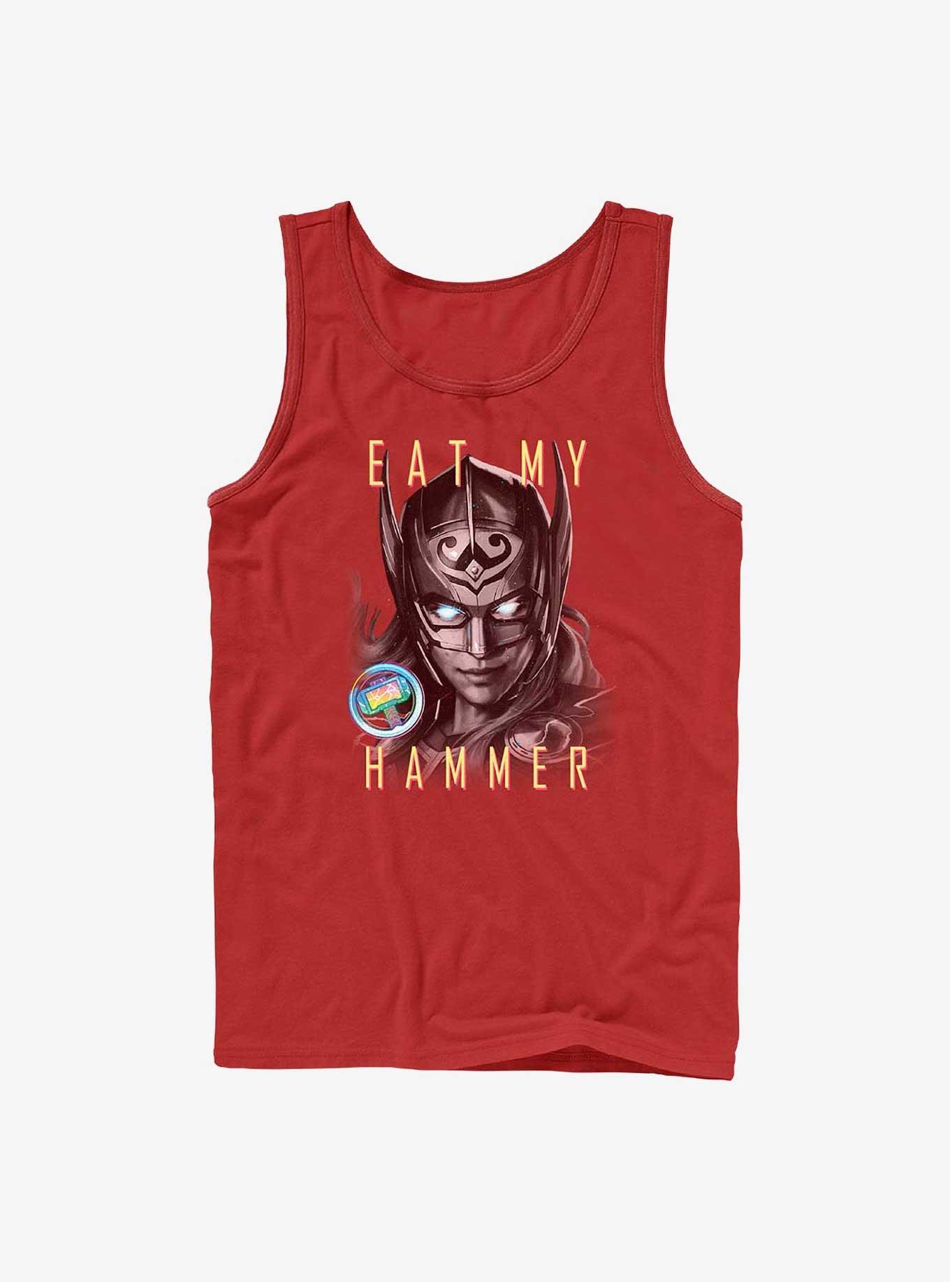 Marvel Thor: Love and Thunder Eat My Hammer Dr. Jane Foster Portrait Tank, RED, hi-res