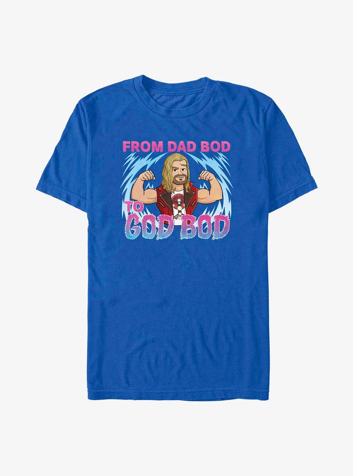 Marvel Thor: Love and Thunder Dad Bod To God Bod T-Shirt, ROYAL, hi-res