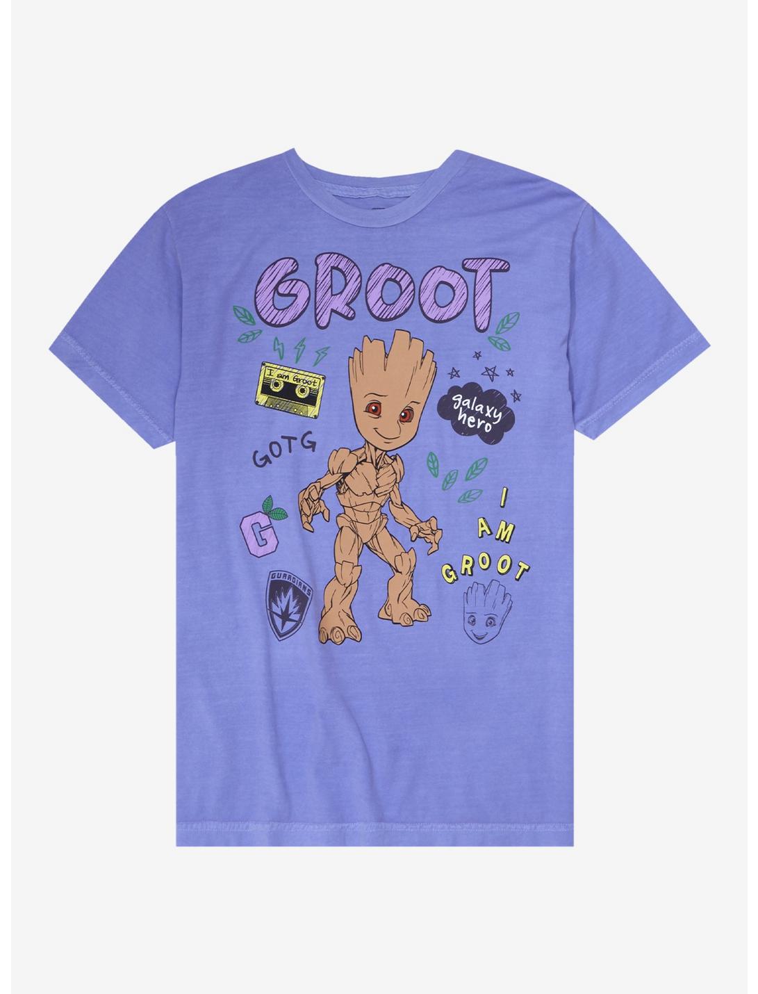 Marvel Guardians of the Galaxy Groot Doodle Icons T-Shirt, PURPLE, hi-res