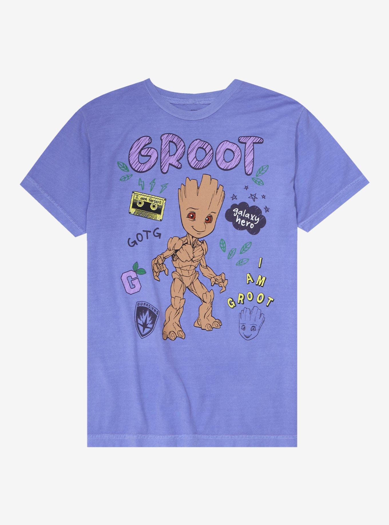 Marvel Guardians of the Galaxy Groot Doodle Icons T-Shirt, PURPLE, hi-res