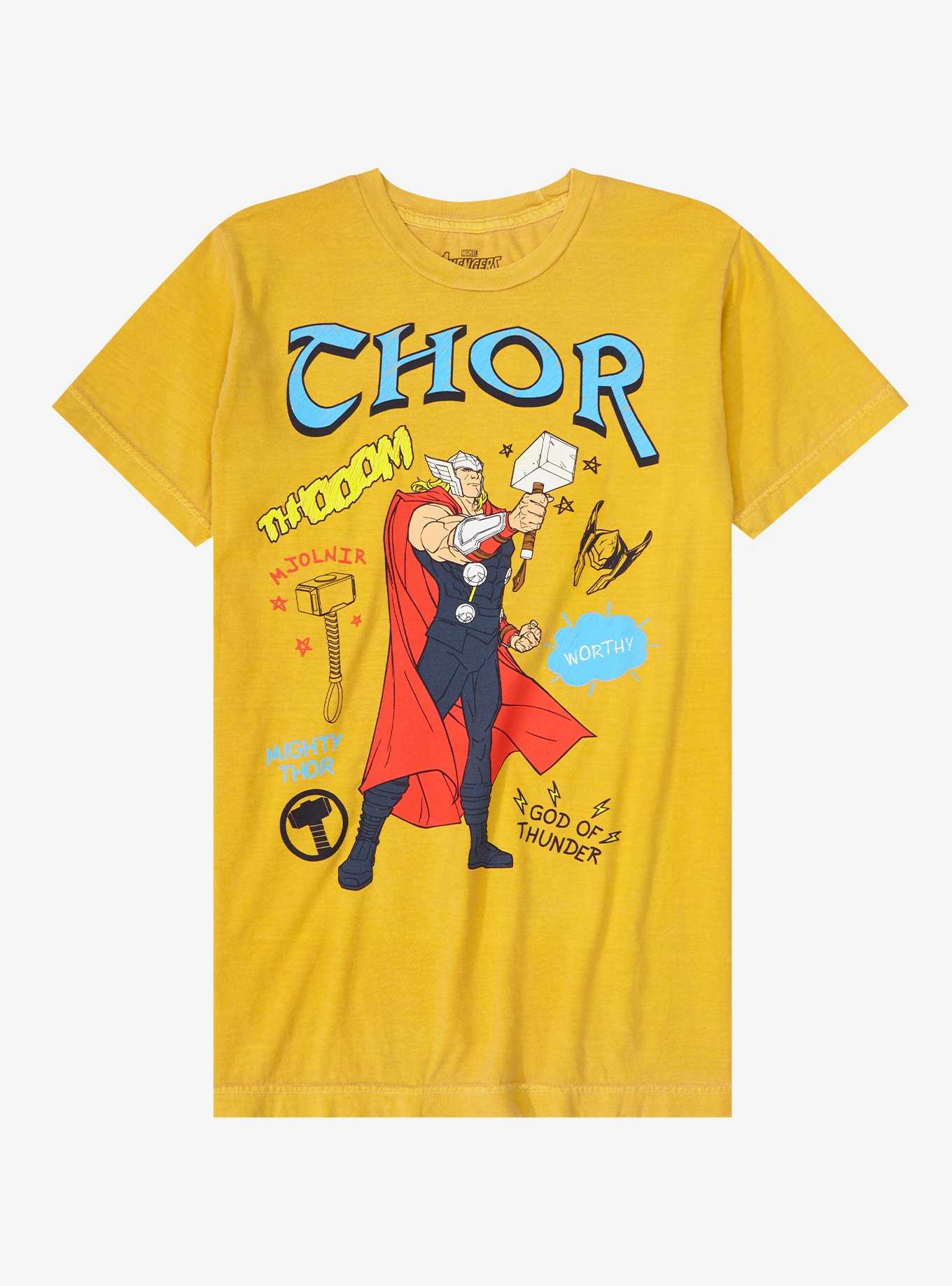 Marvel Thor Doodle Icons Women's T-Shirt - BoxLunch Exclusive, , hi-res