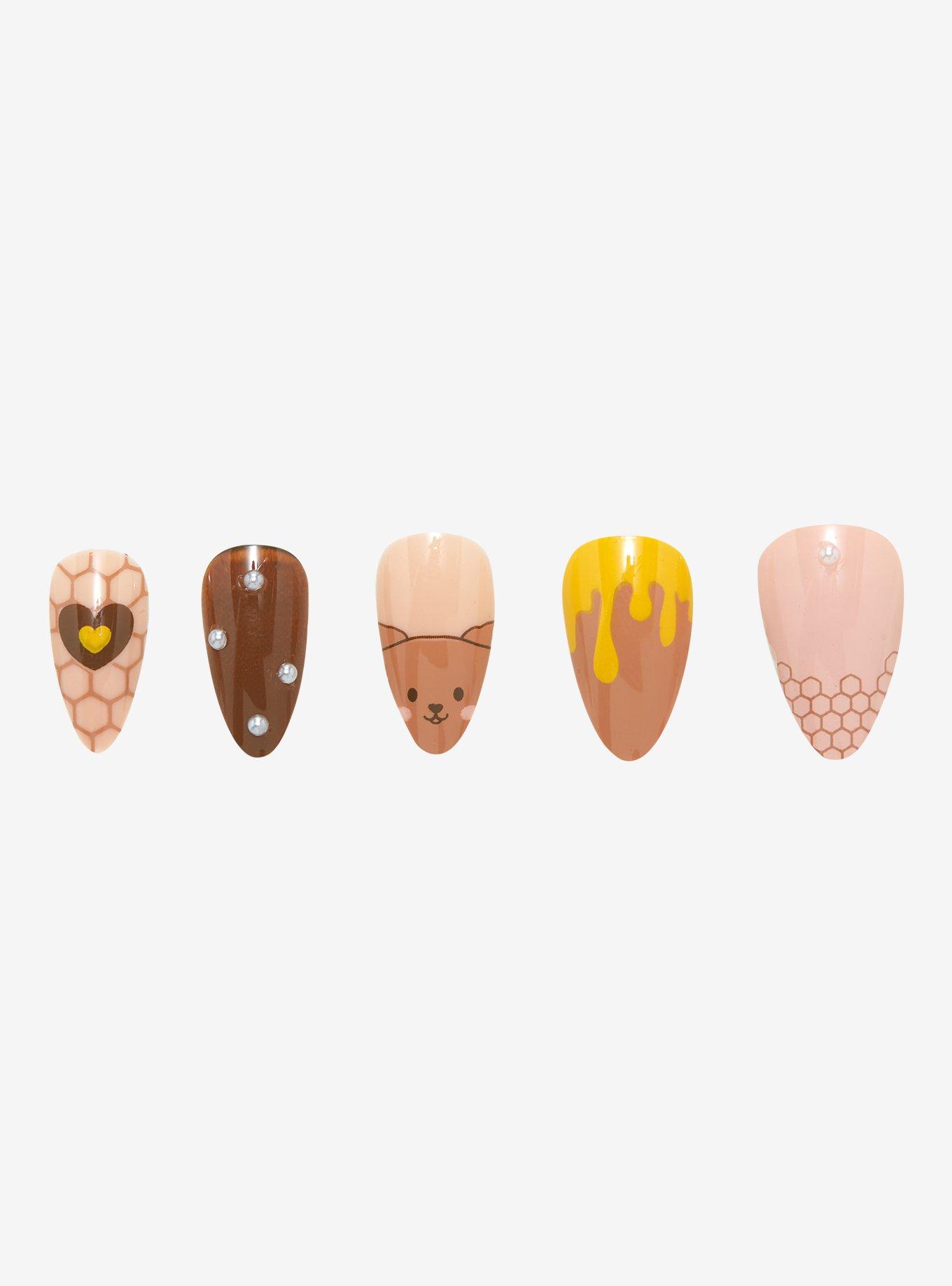 Honey Bear Faux Nail Set, , hi-res