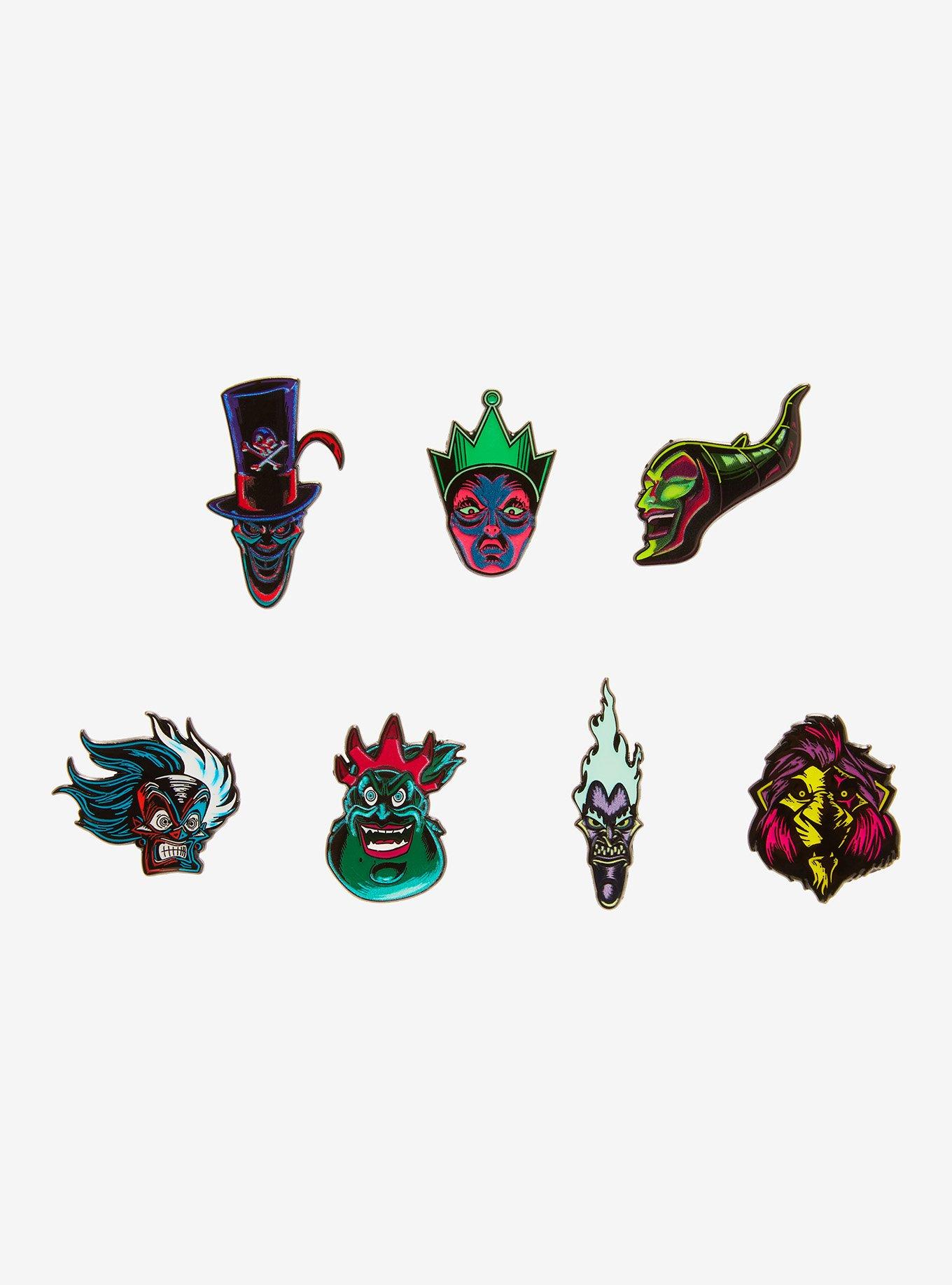 Disney Villains Dark Neon Portrait Blind Box Enamel Pin, , hi-res