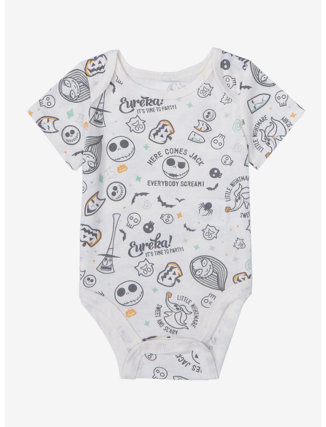 Disney The Nightmare Before Christmas Icons Allover Print Infant One-Piece - BoxLunch Exclusive, BEIGE, hi-res