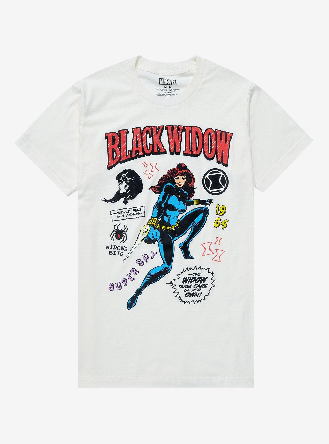 Marvel Black Widow Doodle Art Women&rsquo;s T-Shirt - BoxLunch Exclusive, OFF WHITE, hi-res