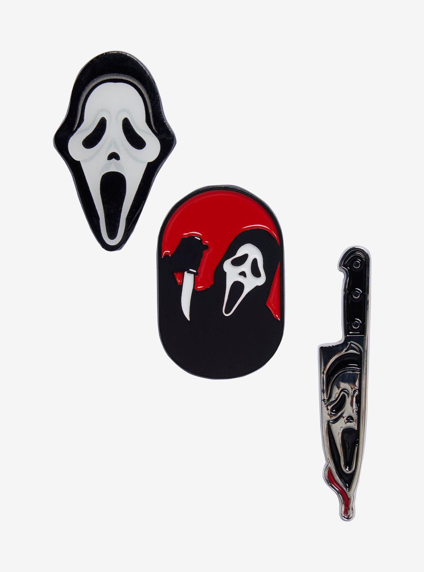 Scream Ghost Face Mask Knife Enamel Pin Set, , hi-res