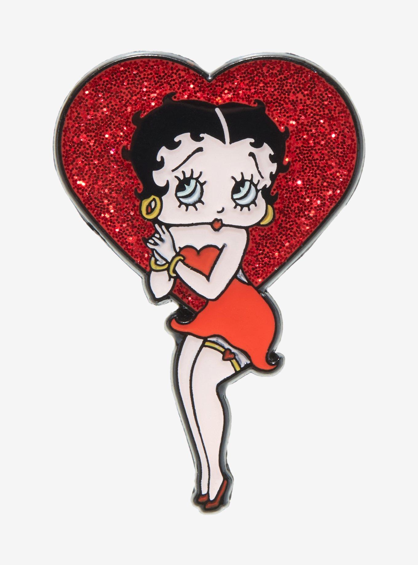 Betty Boop Glitter Heart Enamel Pin, , hi-res