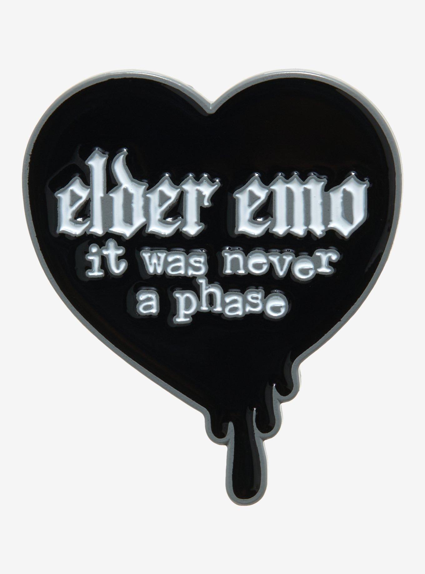 Elder Emo Button Badge, Black & White, Forever Emo, Pin Back Button Badge,  Emo Pin, Emo Gift, Accessories, 38mm badge, OG, Millennial Scene