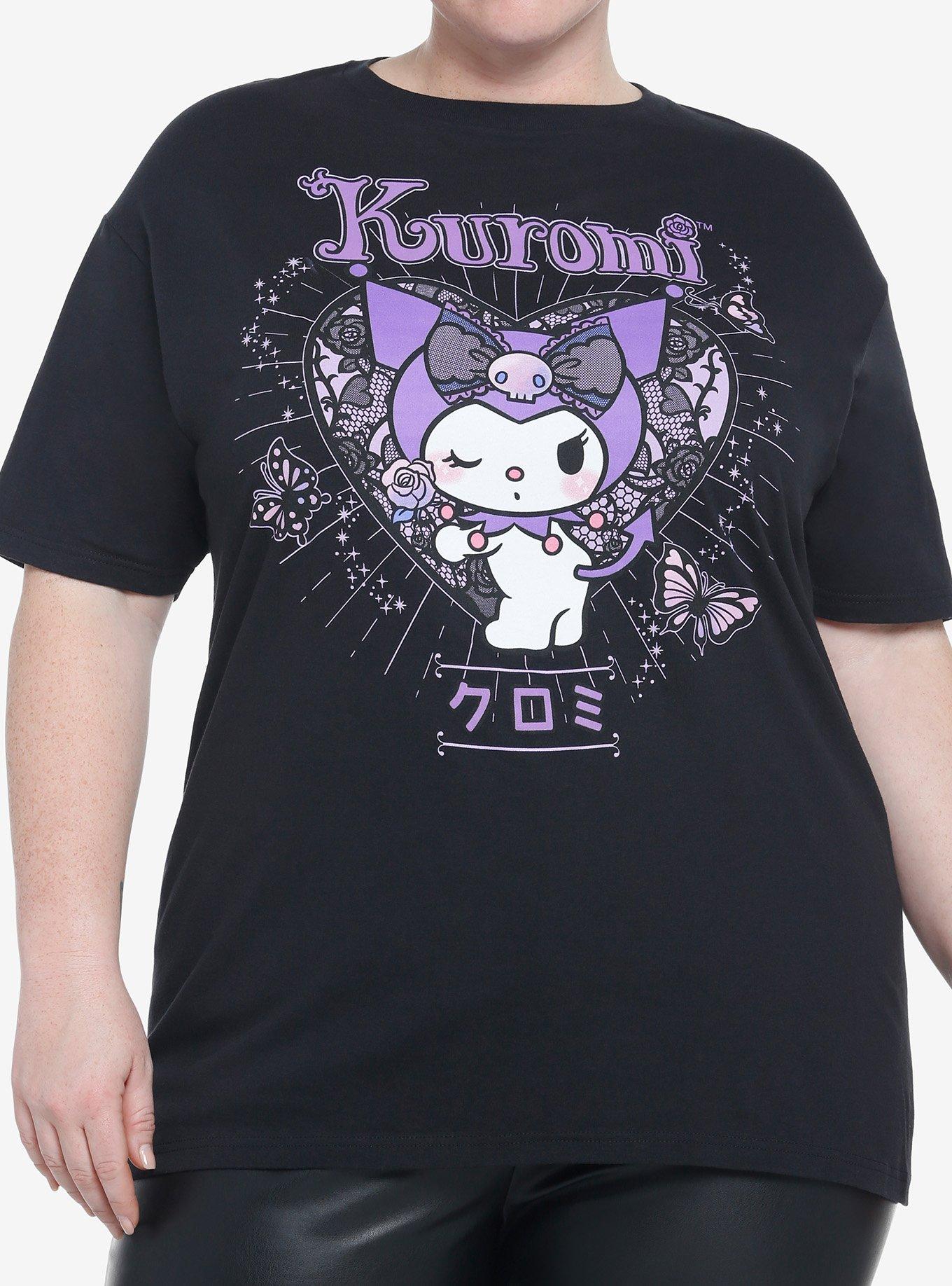 Kuromi Lace Heart Boyfriend Fit Girls T-Shirt Plus Size, MULTI, hi-res